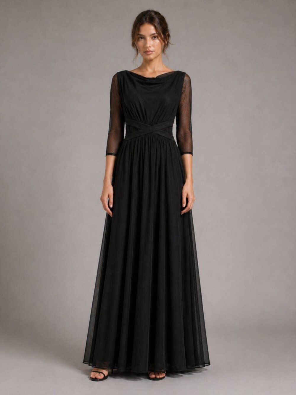 Chiara Boni La Petite Robe Jumpsuit with Overskirt | Long Sleeve Tulle Formal
